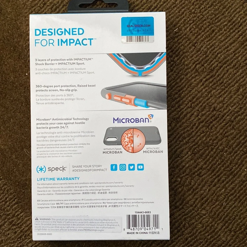Speck Presidio Sport MICROBAN Military Grade For iPhone XS/X 5.8